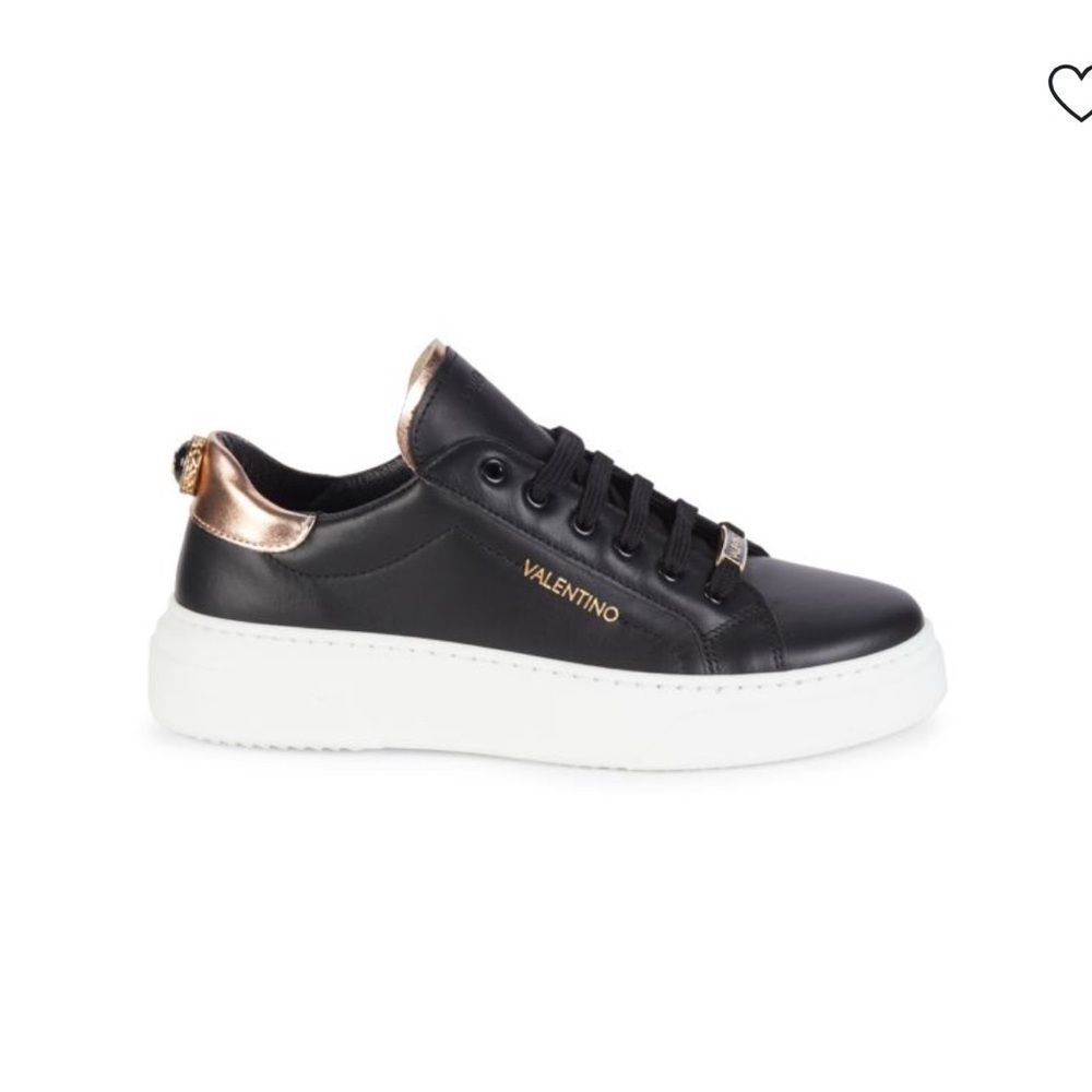 Valentino Women's Black and Metallic Sneakers